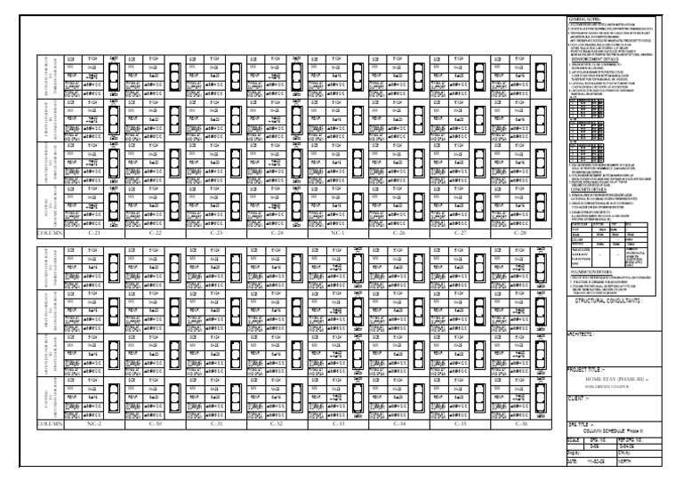 Column Schedule (Phase III) | PDF