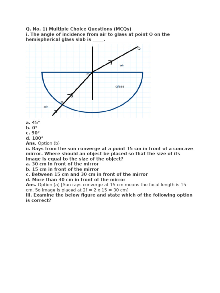 10th Cbse Light Reflection and Refraction Imp Questions | PDF | Mirror ...
