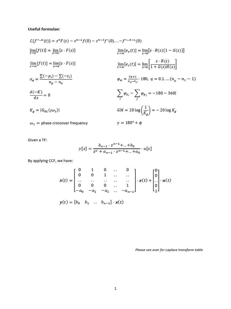 Final Exam Formulae Sheet | PDF | Telecommunications Engineering ...