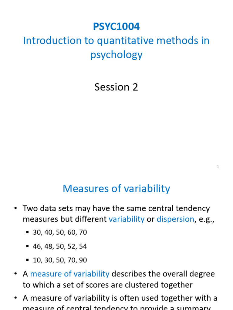 PSY - 1004 - 2025H2 - Session 02 | PDF | Quartile | Standard Deviation