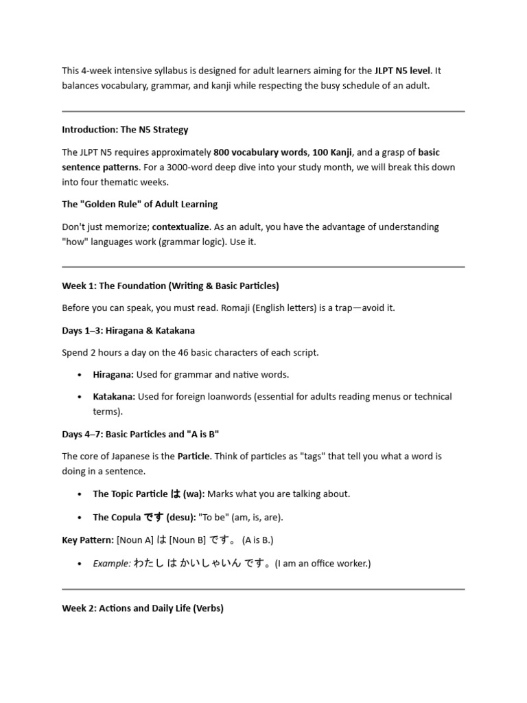 Japanese Self Study Plan For A Month | PDF | Japanese Language ...