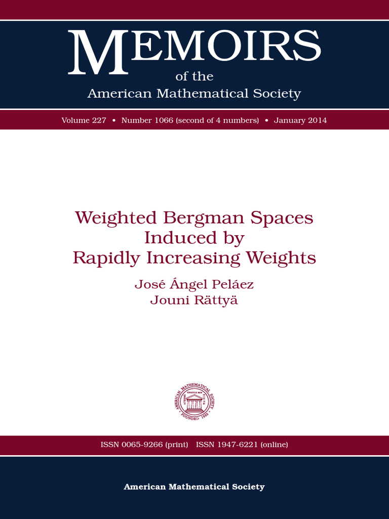 Weighted Bergman Spaces Induced by Rapidly Increasing Weights (PDFDrive ...