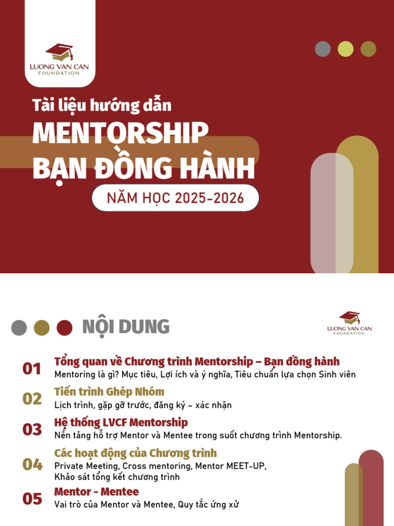 LVCF - Mentorship Guideline NH2526. Mentee | PDF