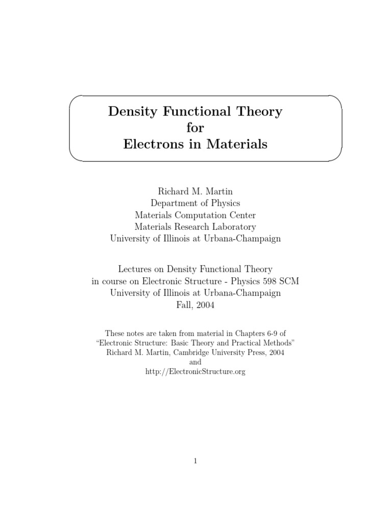598SCM 2004 DFT | PDF | Density Functional Theory | Electron