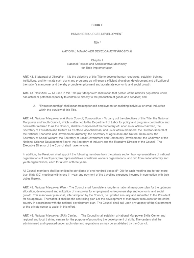 Book II and III - Labor Code | PDF | Employment | Apprenticeship