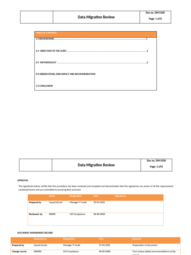 Data Migration Audit Report - Draft | PDF | Audit | Internal Audit