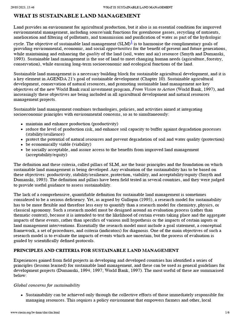 What Is Sustainable Land Management | PDF | Sustainability | Agriculture