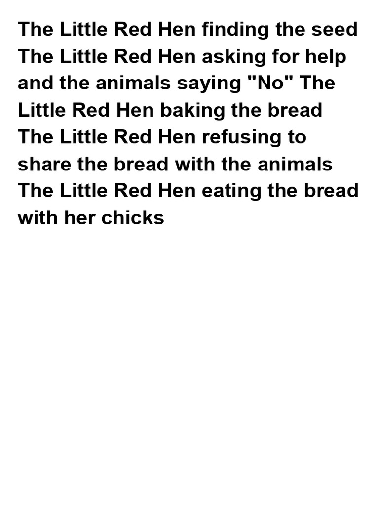 The Little Red Hen Finding The Seed The Little Red Hen Asking For Help ...