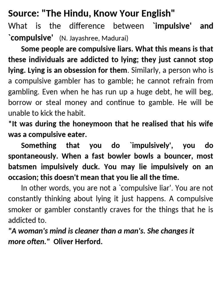 Impulsive and Compulsive | PDF