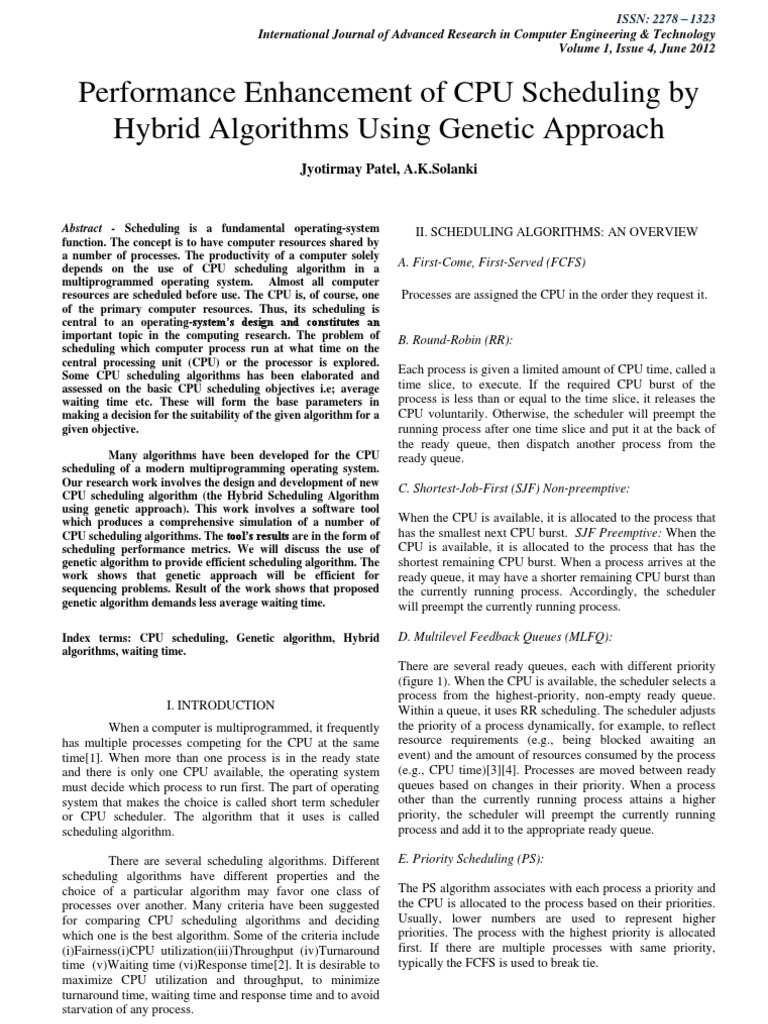 Performance Enhancement of CPU Scheduling by Hybrid Algorithms Using ...