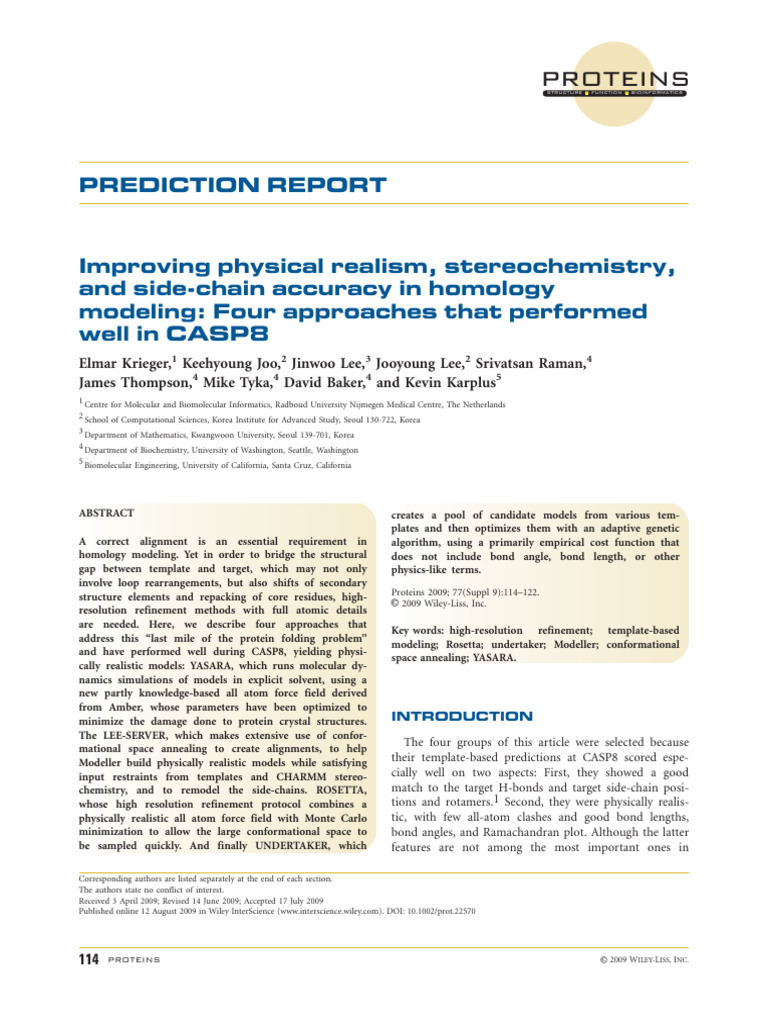 Improving Physical Realism Stereochemistry and Side Chain Accuracy in ...