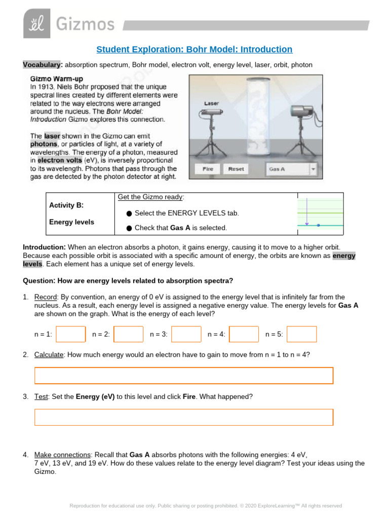 Bohr Model Intro Gizmo | PDF