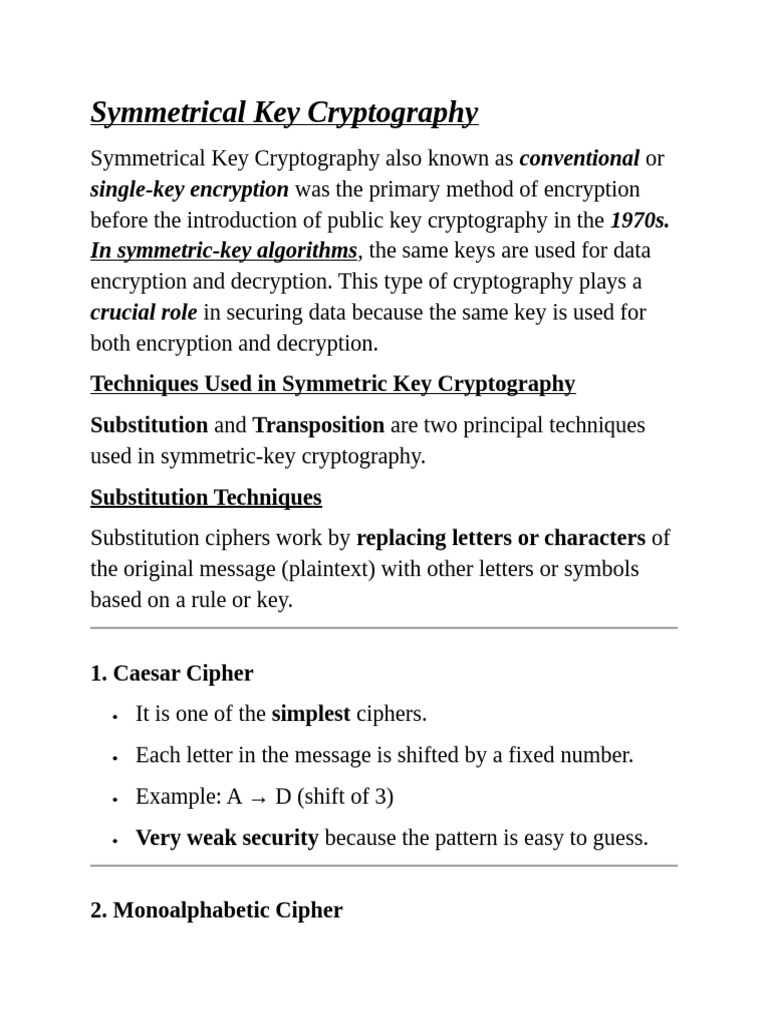 Symmetrical Key Cryptography | PDF | Encryption | Cryptanalysis