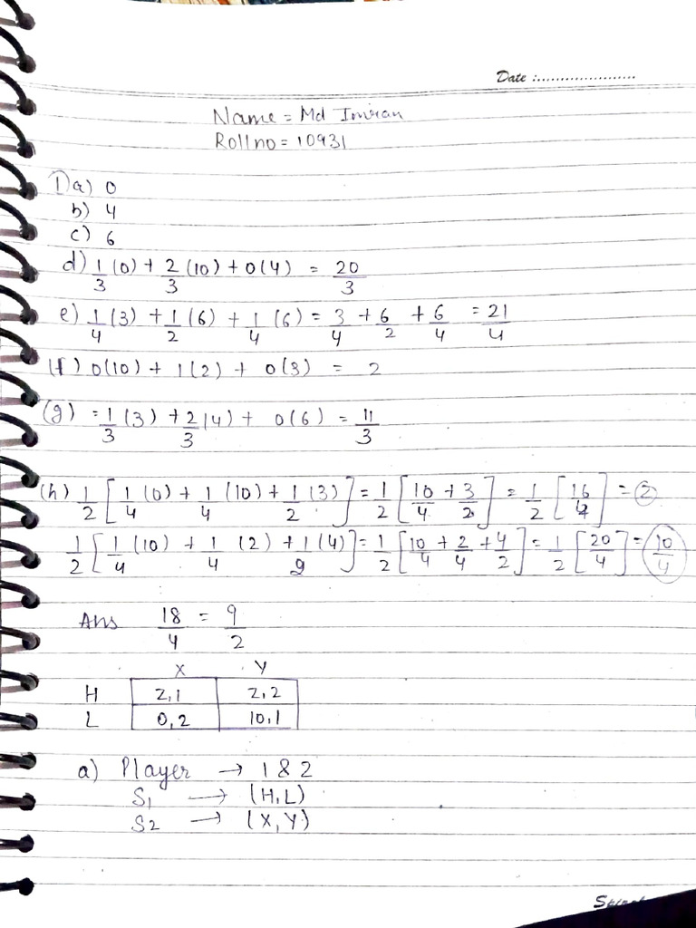Game Theory Assignemnt (DU Sem 5) | PDF