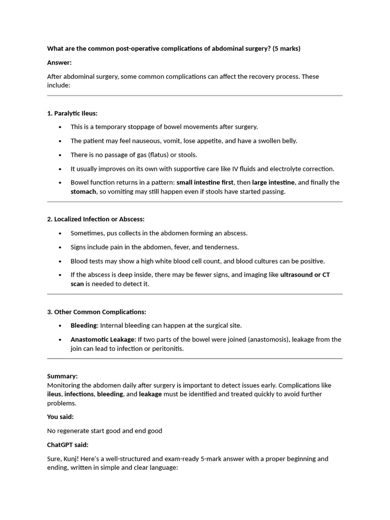 What Are The Common Post | PDF | Abdomen | Nausea