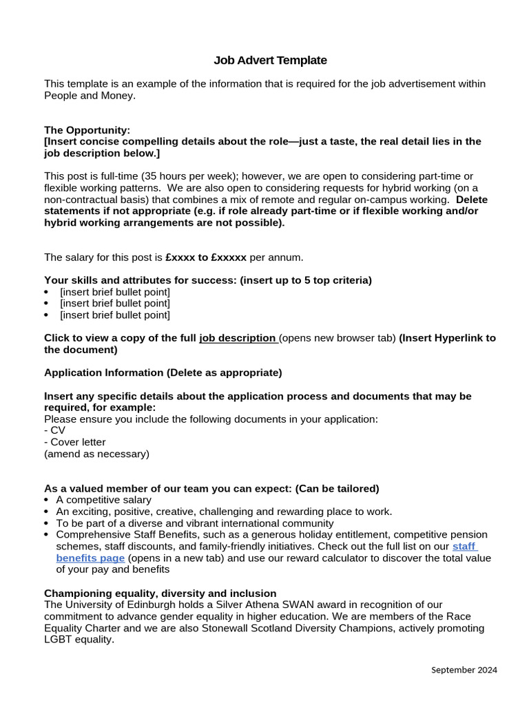 Job Advert Template | PDF | Salary | Business