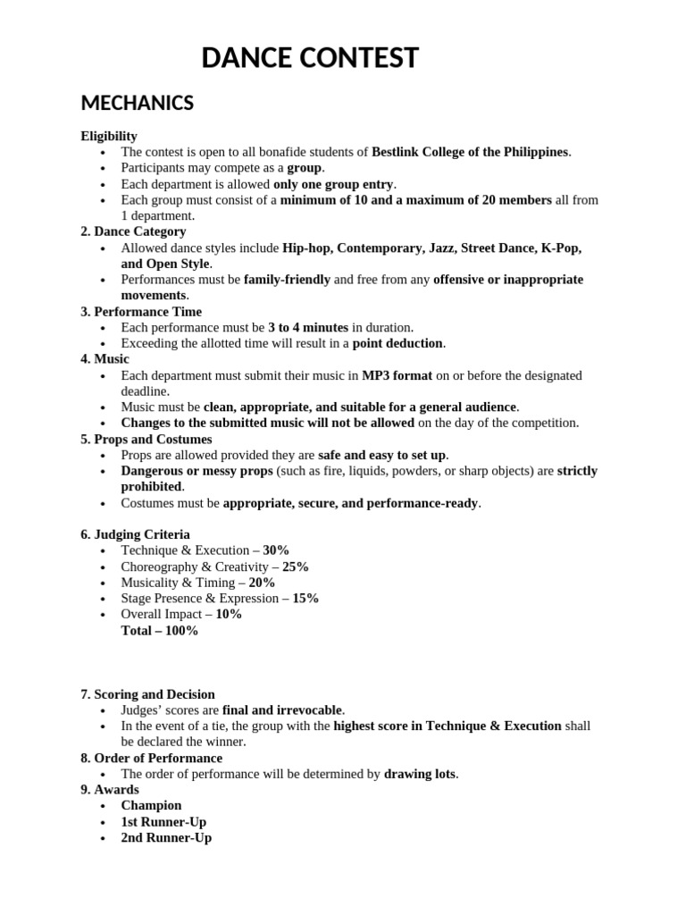 Sing and Dance Contest Mechanics | PDF | Singing