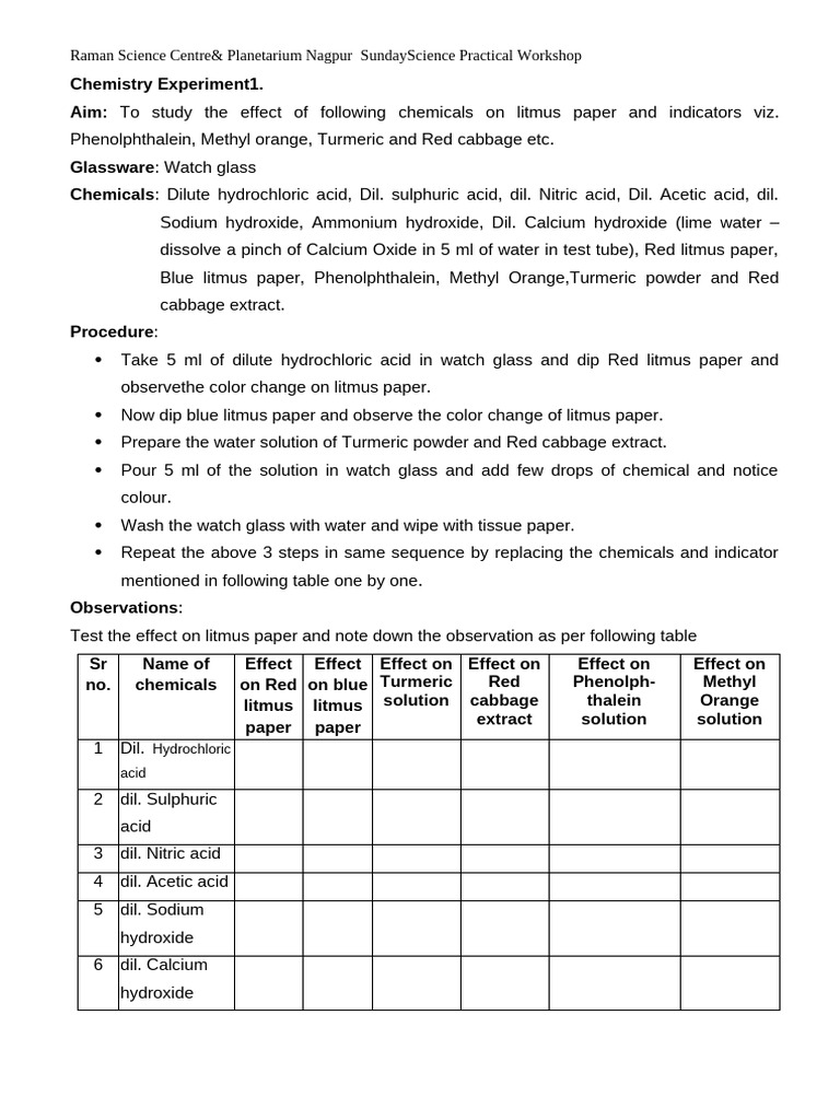 2 Chemistry 4 Expt FINAL | PDF | Acid | Chemical Reactions