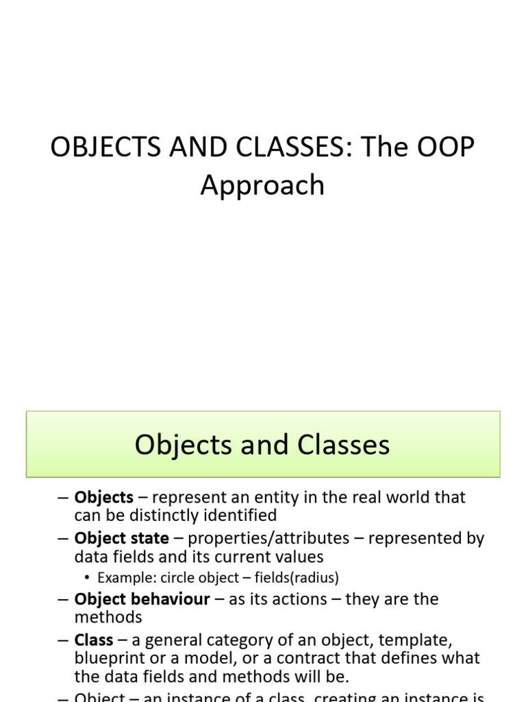 Lesson 7a Objects - and - Classes For Upload | PDF | Method (Computer ...