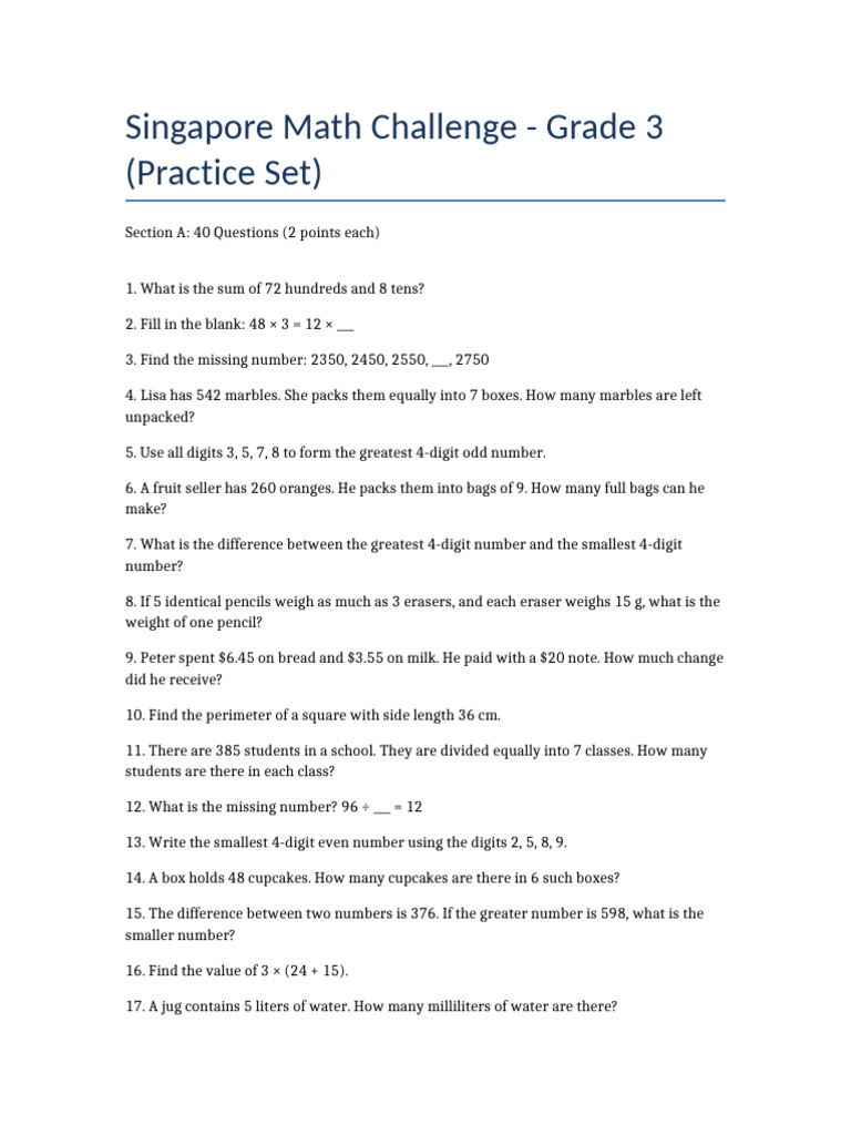 SMC Grade3 Practice Set Questions | PDF | Area