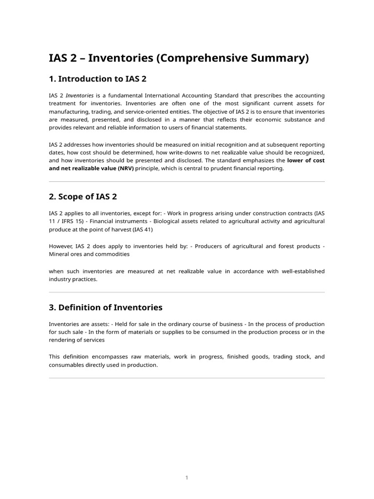 Ias 2 Inventories - Comprehensive Summary | PDF | Inventory ...