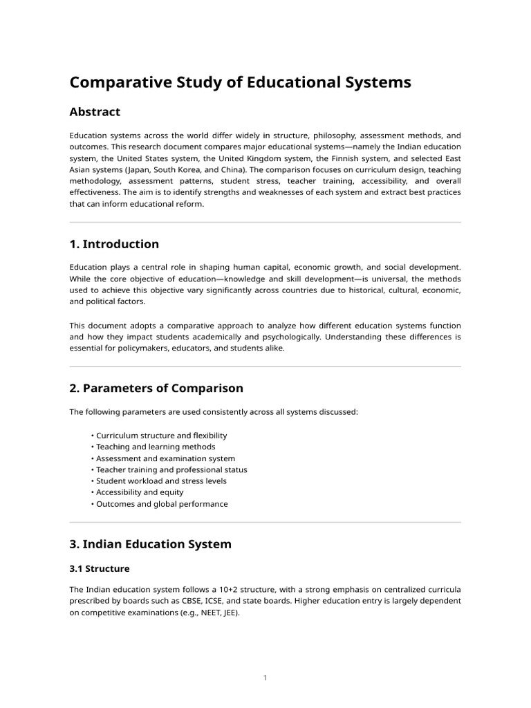 Comparative Study of Educational Systems | PDF | Curriculum | Teachers