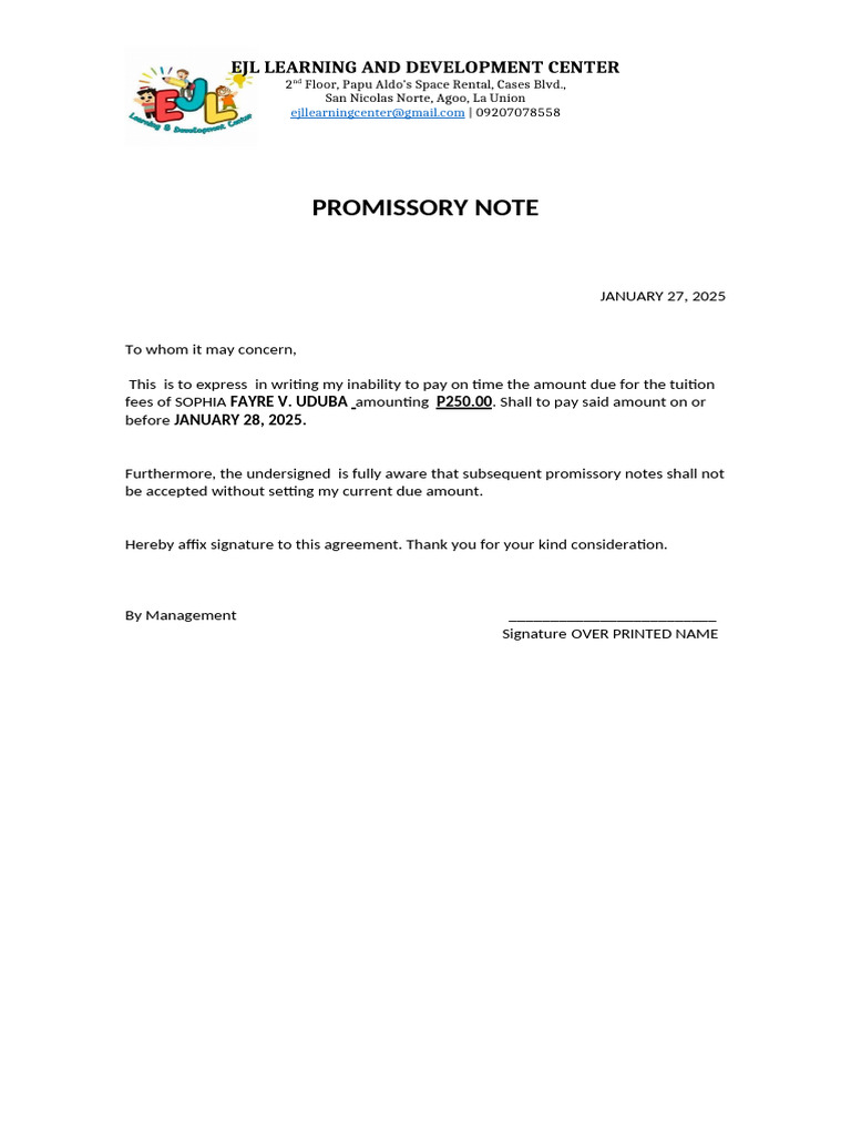 Promissory Note | PDF