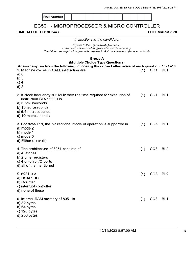 Microprocessor & Micro Controller - R21 | PDF