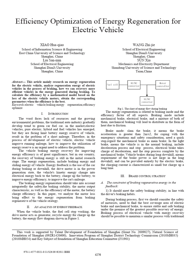 Efficiency Optimization of Energy Regeneration For Electric Vehicle ...