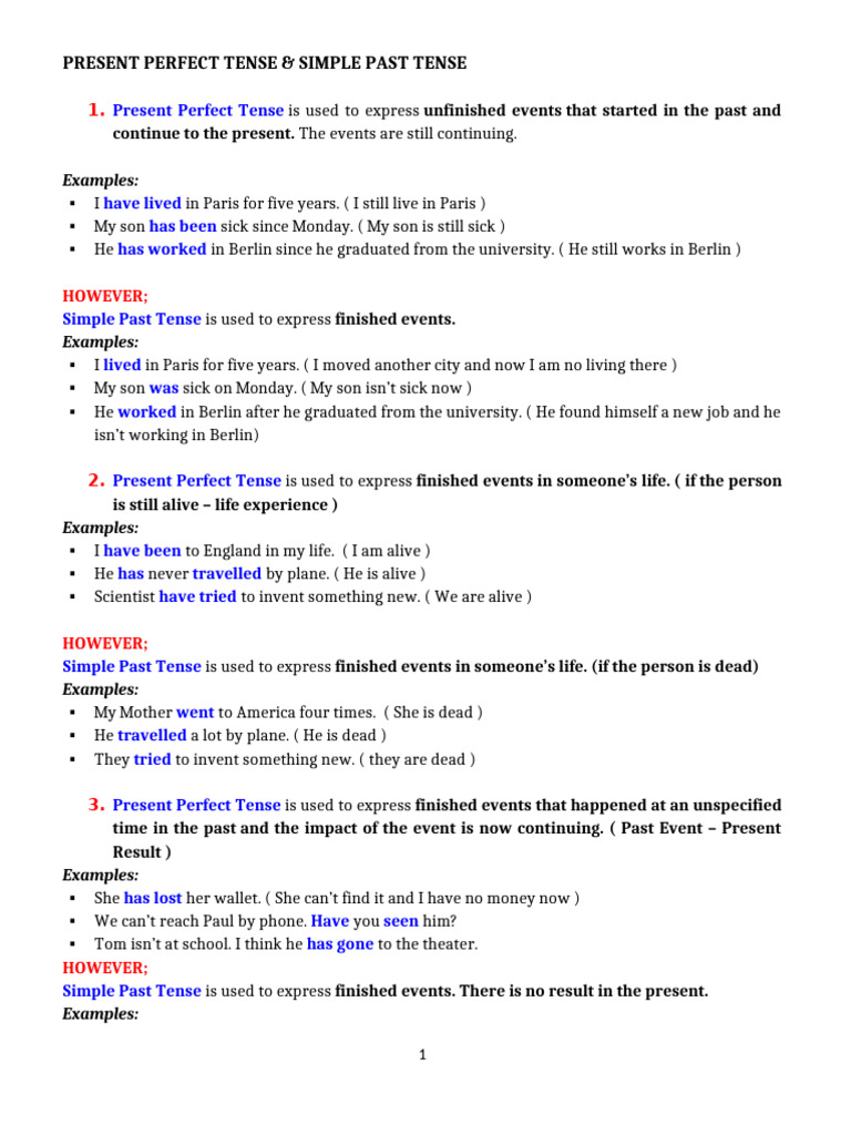 Present Perfect and Conditionals (English Grammar) | PDF | Verb ...