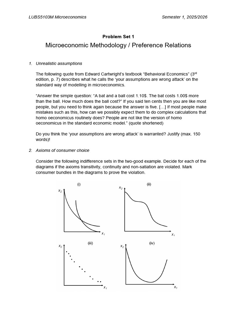 Problem Set 1 | PDF | Methodology | Microeconomics