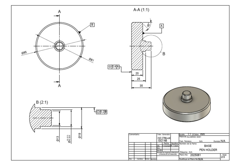 Base+Pen+Holder Drawing v4 | PDF | Ingeniería mecánica | Materiales