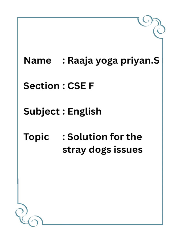 Solution For The Stray Dogs Issues | PDF
