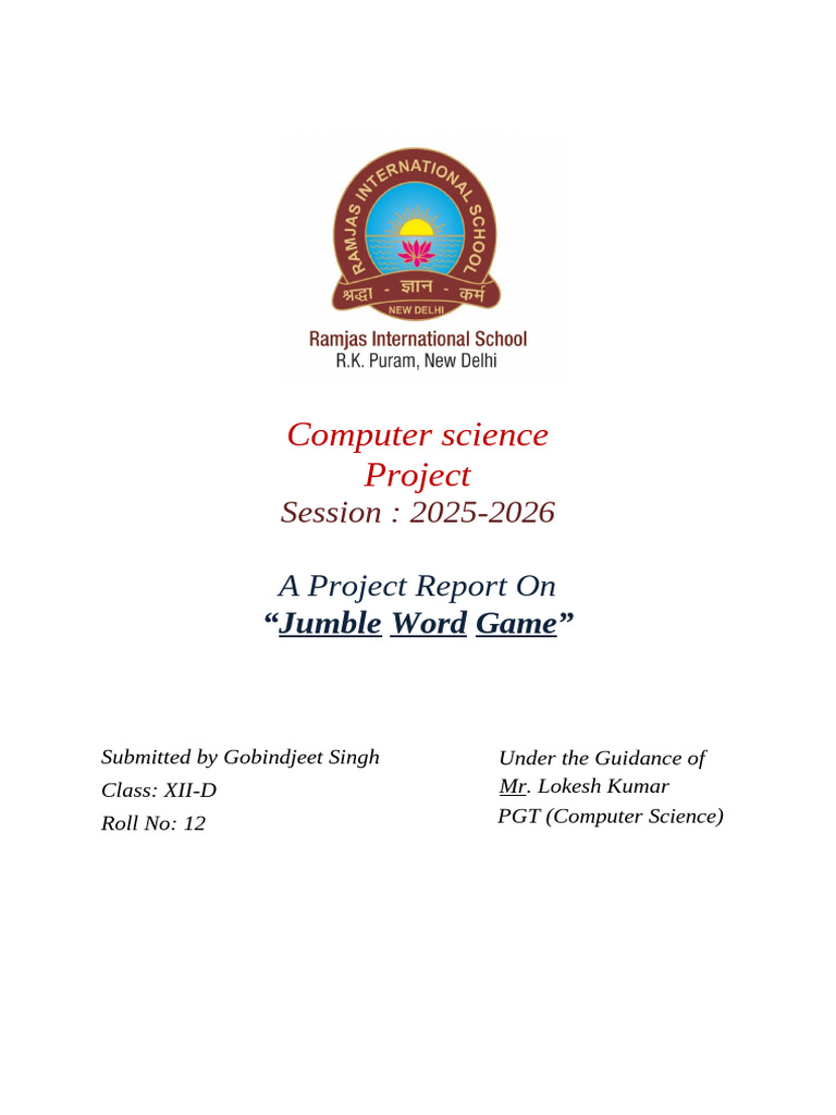 Class 12th Cs Project File 2025-26 | PDF | Python (Programming Language ...