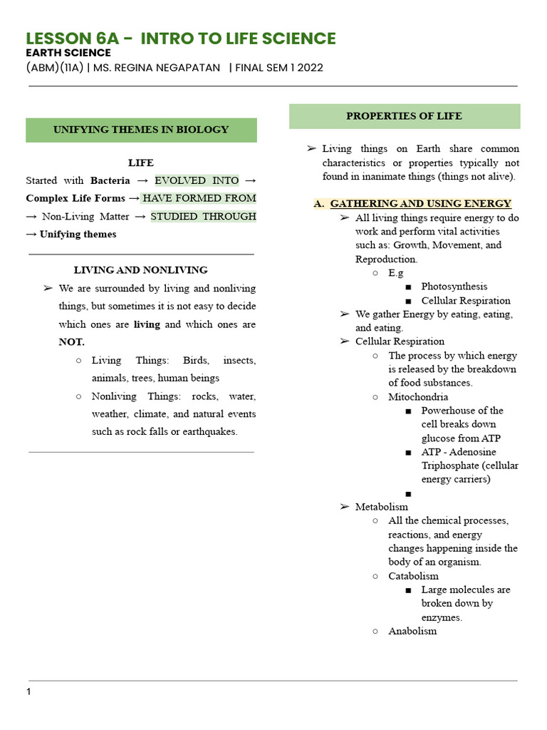 Elsc - Intro To Life Science | PDF | Organisms | Cellular Respiration