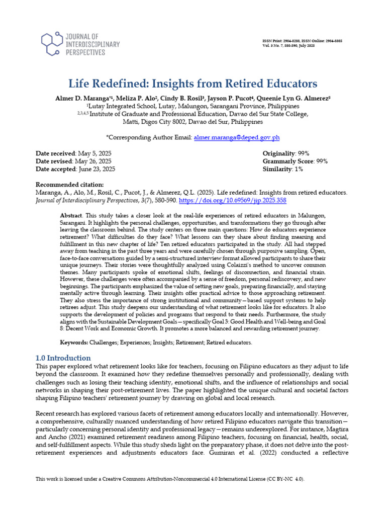 51 Life+Redefined +Insights+From+Retired+Educators | PDF | Well Being ...