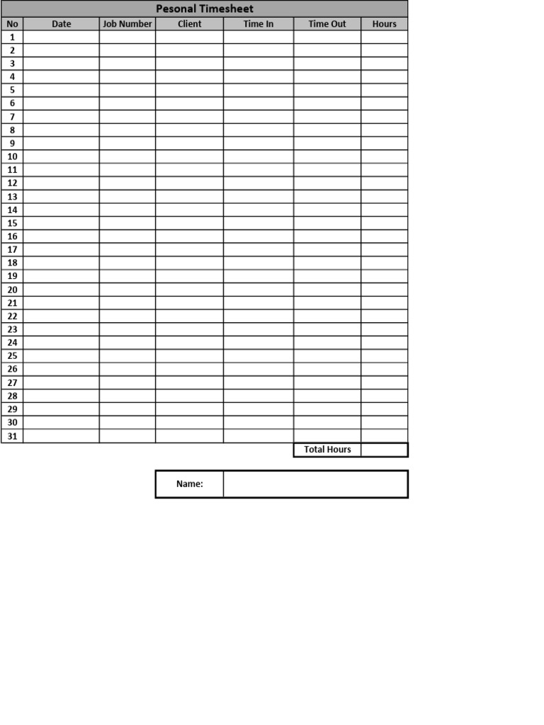 SF Personal Timesheet | PDF