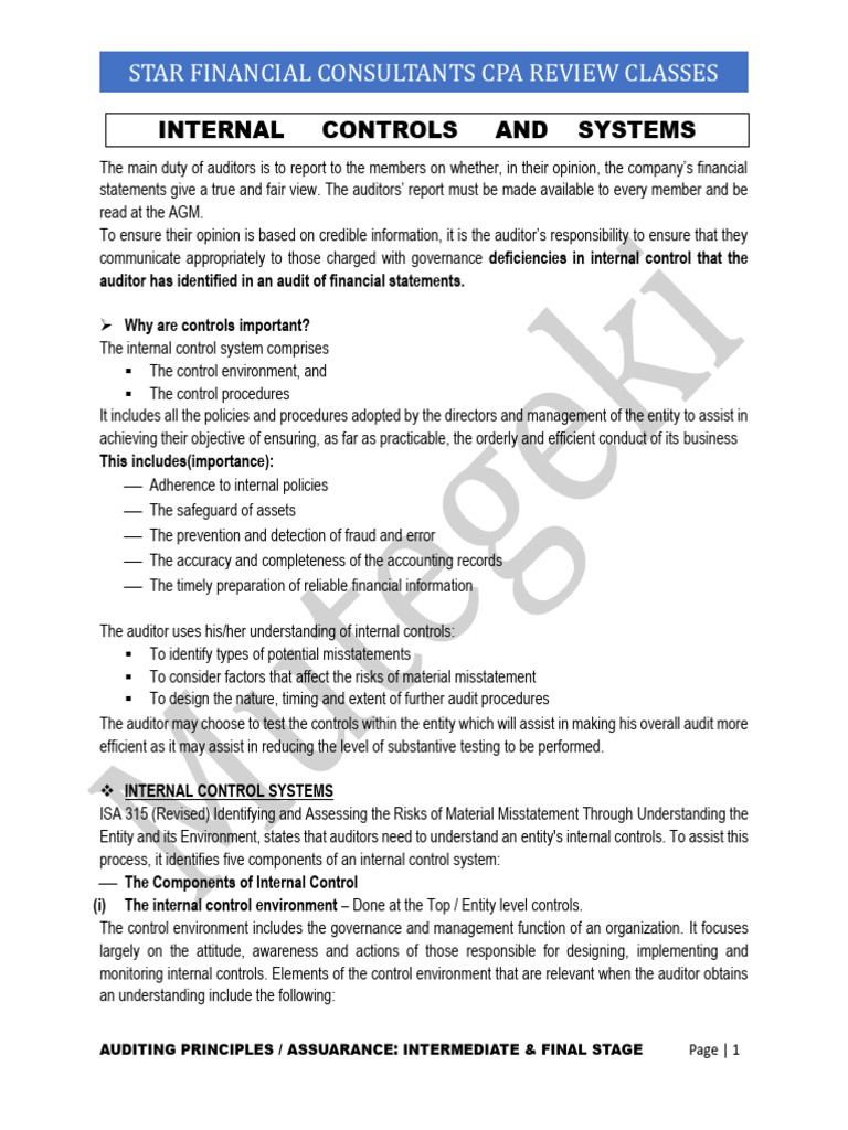 Internal Controls | PDF | Internal Control | Audit