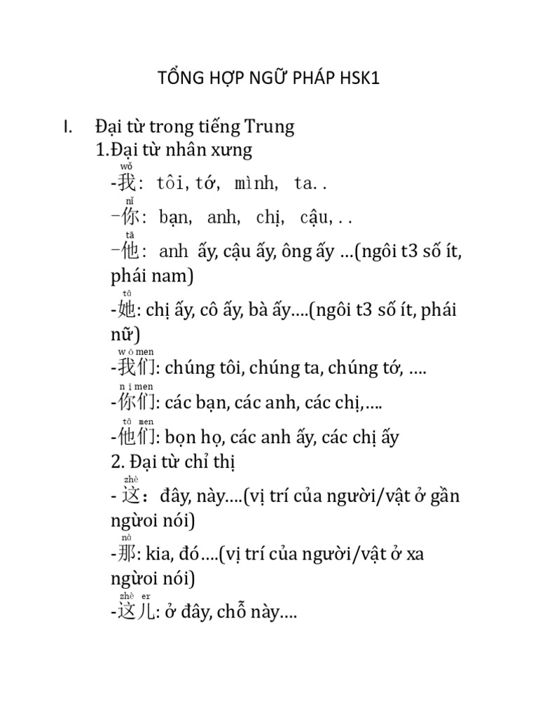 T NG H P NG Pháp HSK1 | PDF