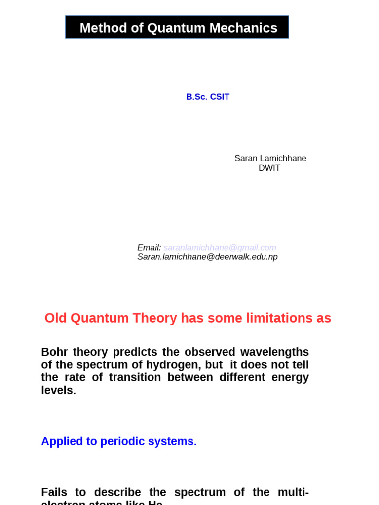Quantum Mechanics First Part | PDF | Schrödinger Equation | Quantum ...