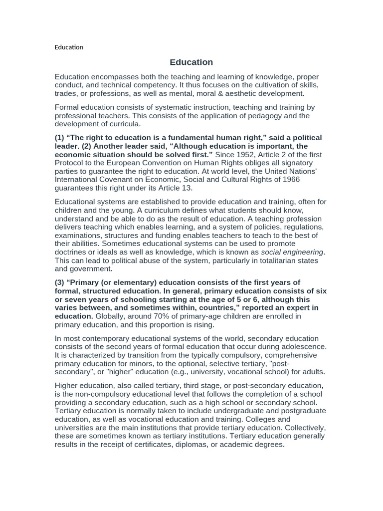 RQ 1 Education | PDF | Schools | Vocational Education