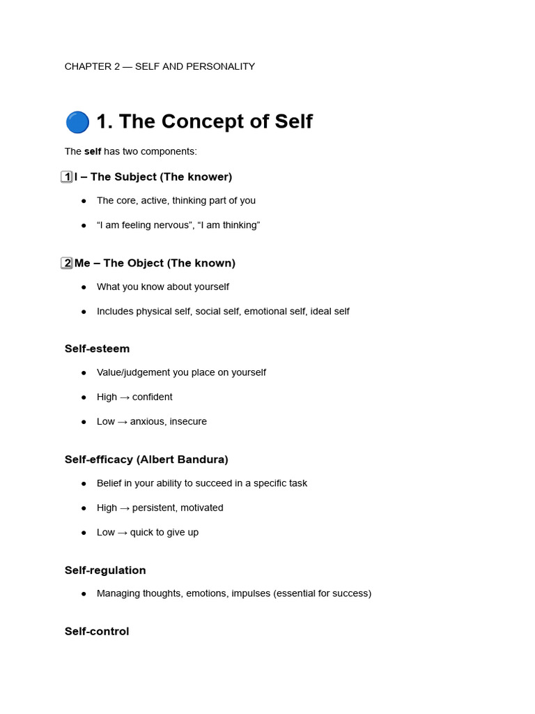 Chapter 2 - Self and Personality | PDF | Psychology | Psychological ...