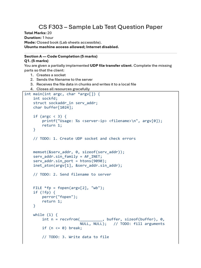 Mock Lab Test and Solutions | PDF | Computing | Computer Programming