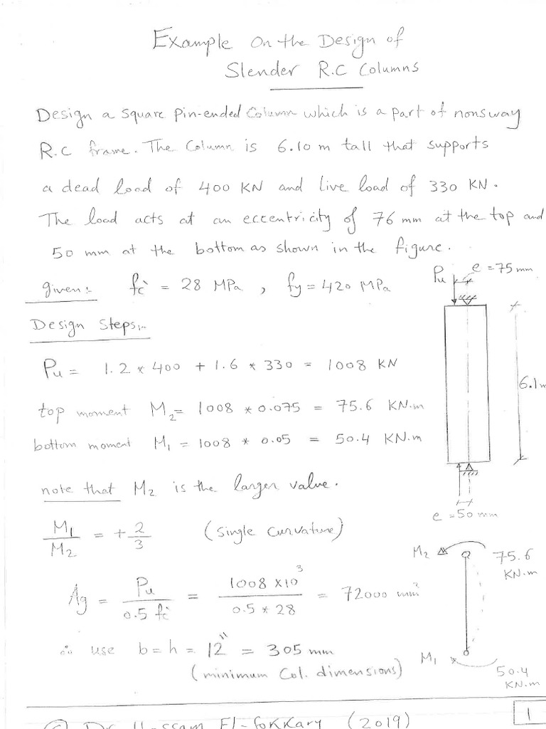 Example On Design of Slender Columns | PDF