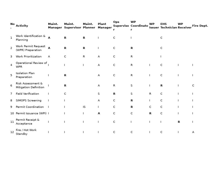 PTW Rasci Matrix | PDF