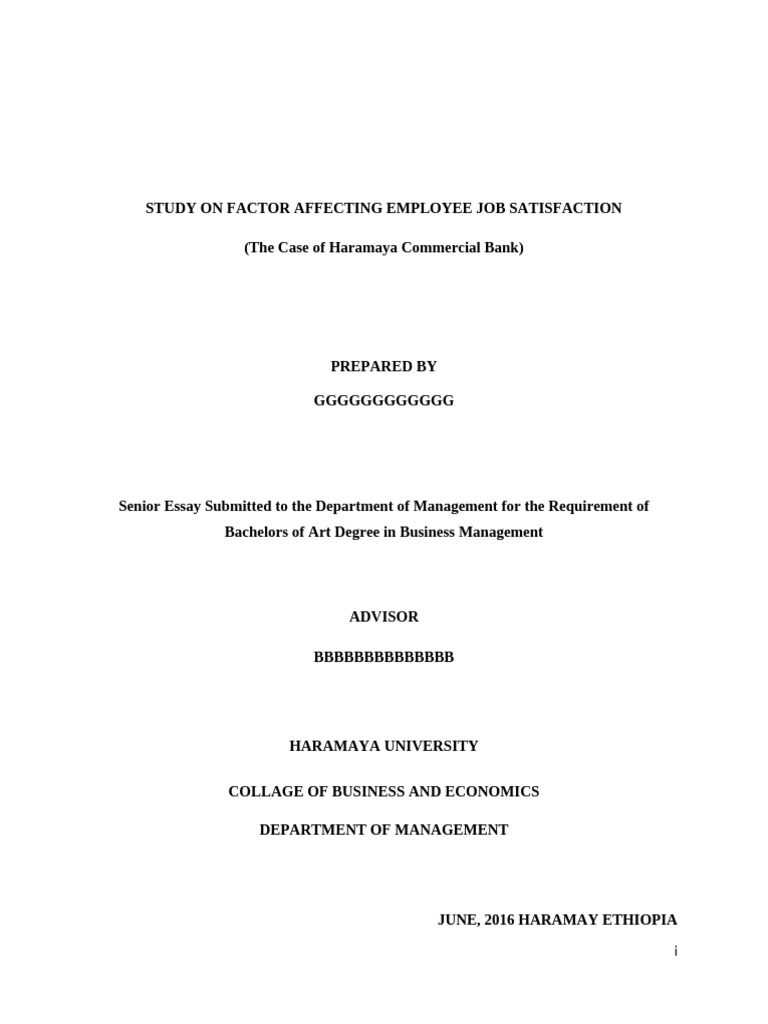 Study On Factor Affecting Employee Job Satisfaction | PDF | Job ...