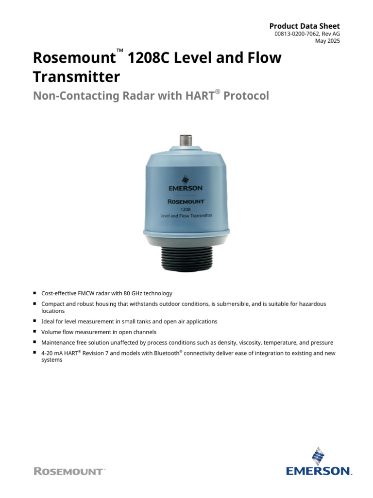 Product Data Sheet Rosemount 1208c Level Flow Transmitter en 8575128 ...