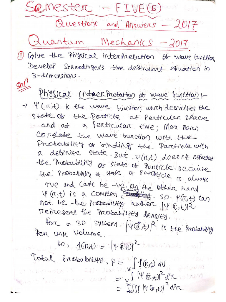 Quantum Mechanics 5th Sem | PDF