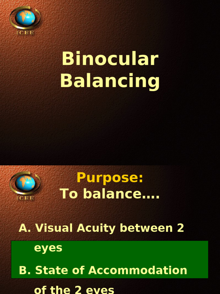 1 Binocular Balancing | PDF | Eye | Ophthalmology