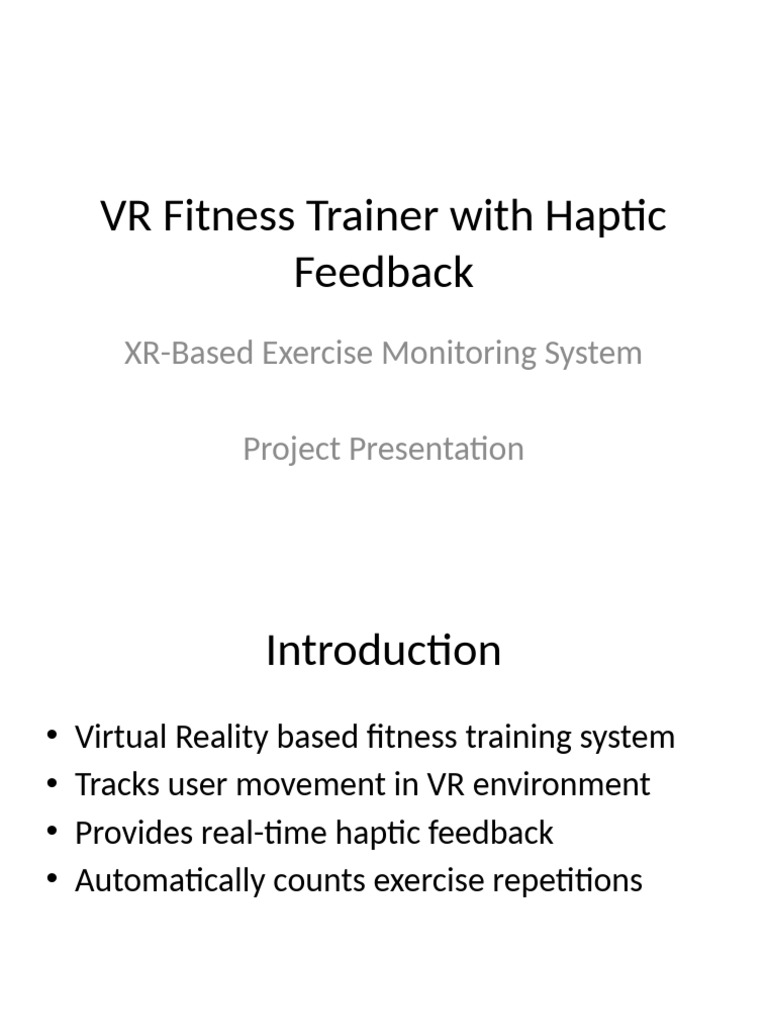 VR Fitness Trainer With Haptic Feedback | PDF